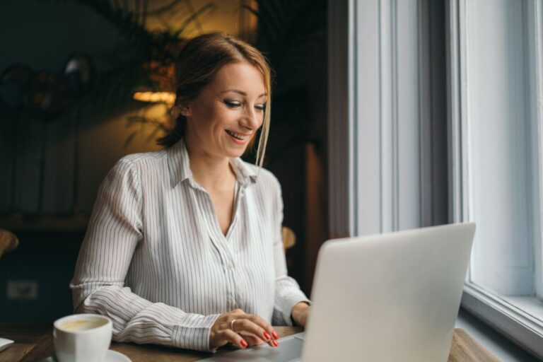 woman working on a laptop