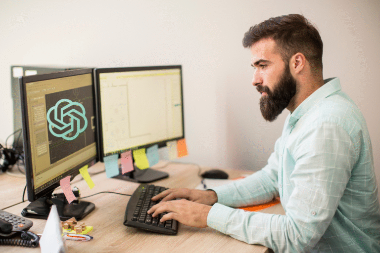 man using chatGPT on his computer