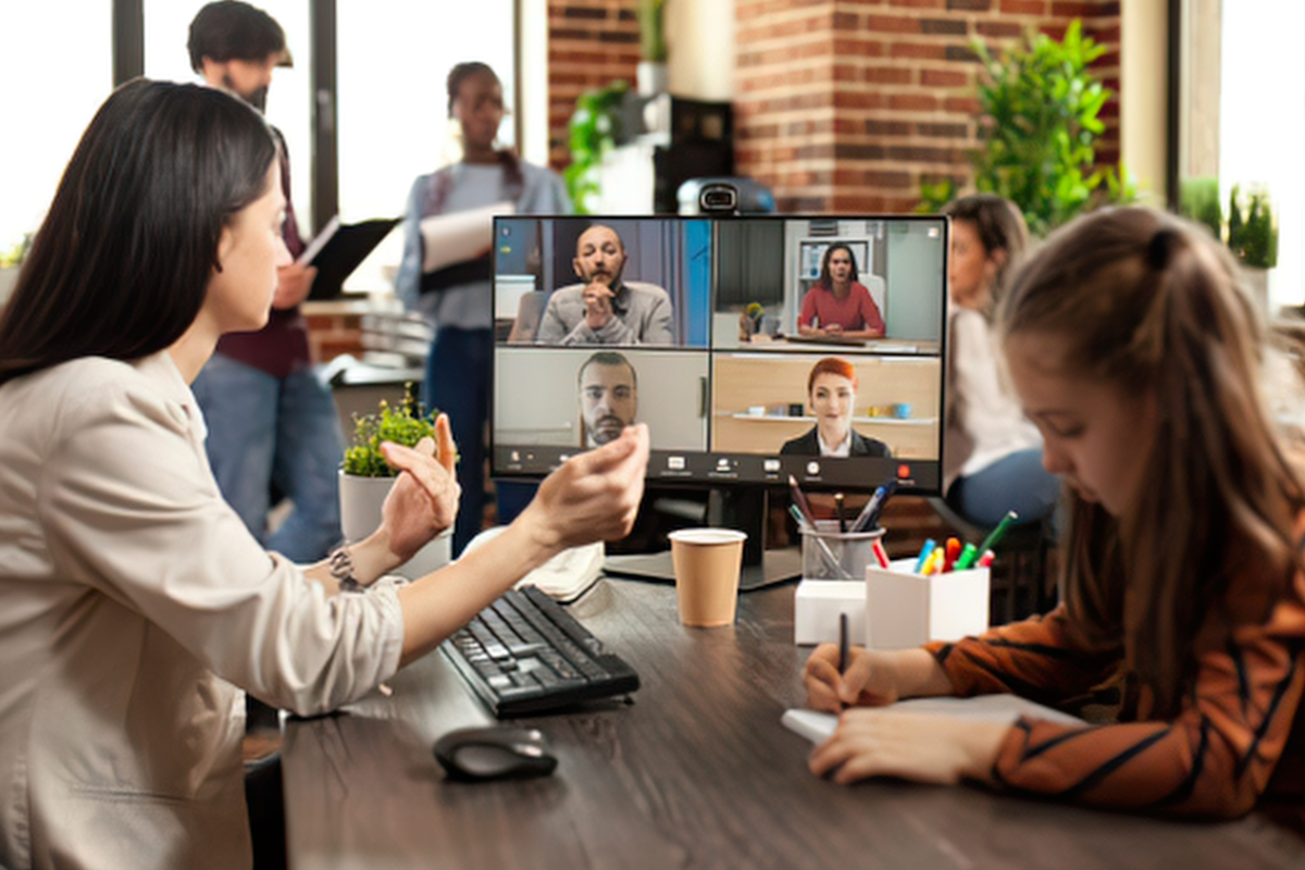 virtual assistants talking to office employees